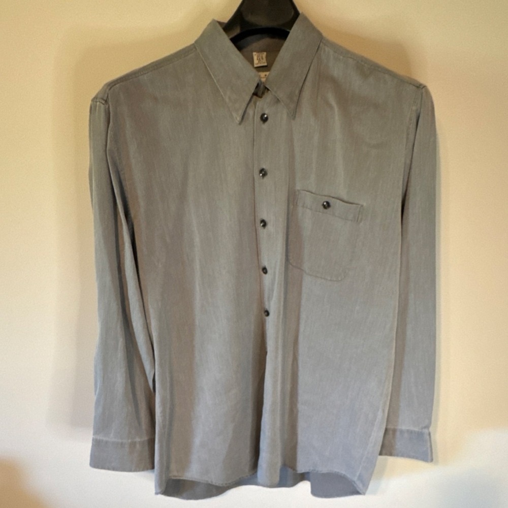 Haupt Men's Gray Solid Cotton Dress Shirt 17.5 44-XL